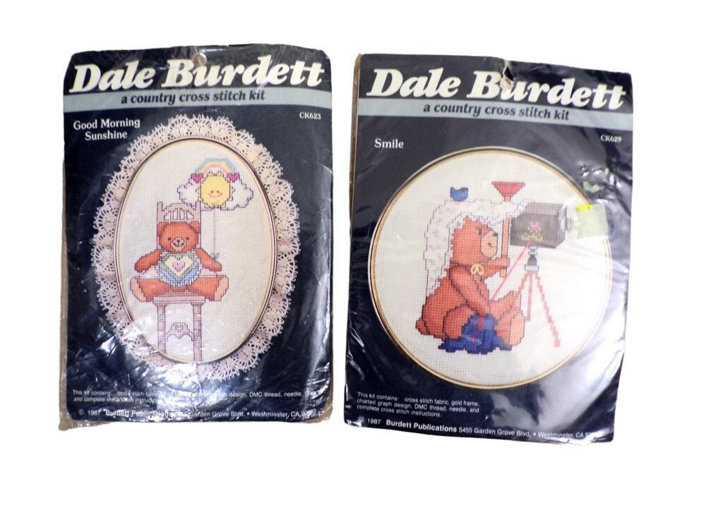 Dale Burdett Cross Stitch Kits (2) "Smile" & "Good Morning Sunshine" Vtg 1987